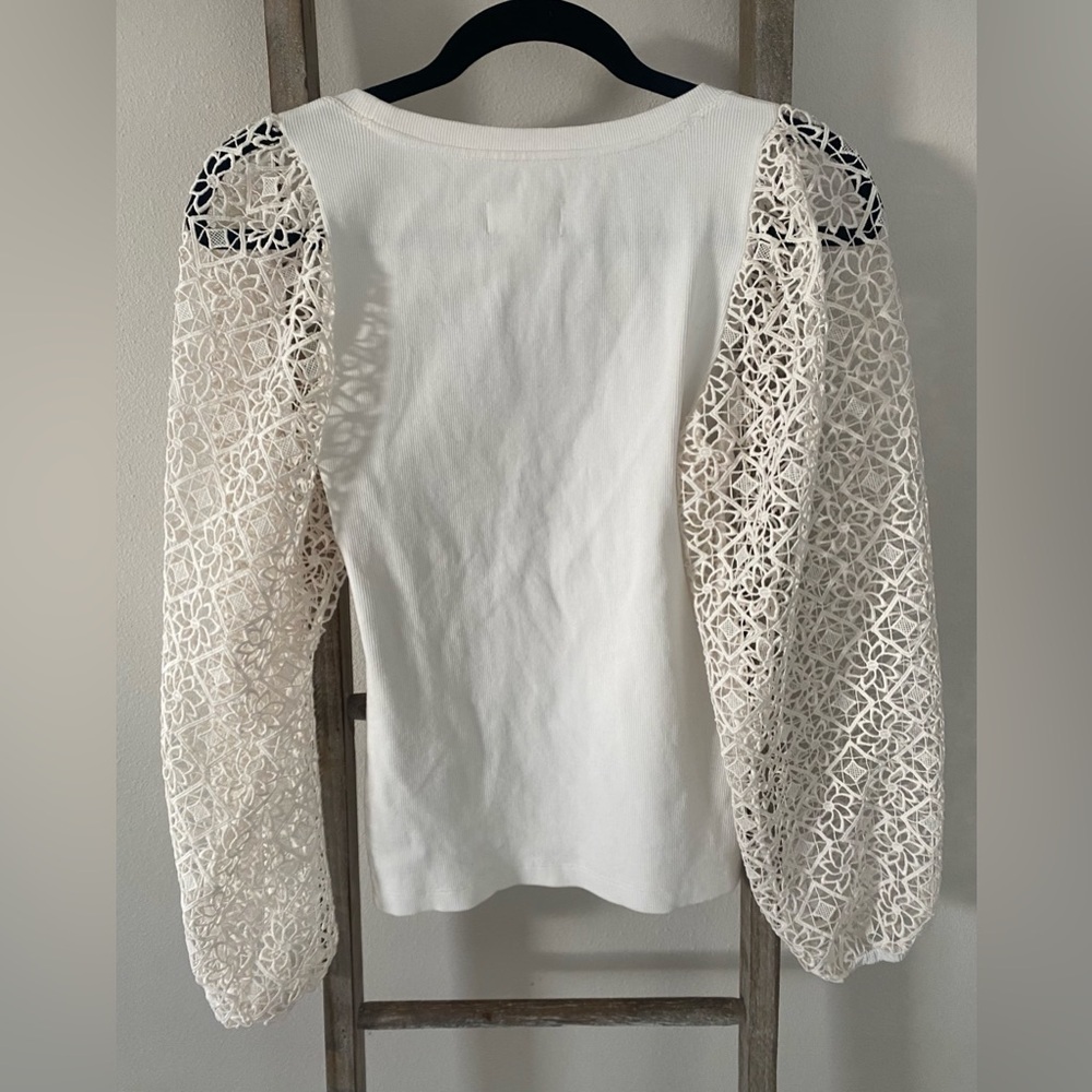 Maeve by Anthropologie Lace-Sleeve Top - Size XS - Picture 6 of 10